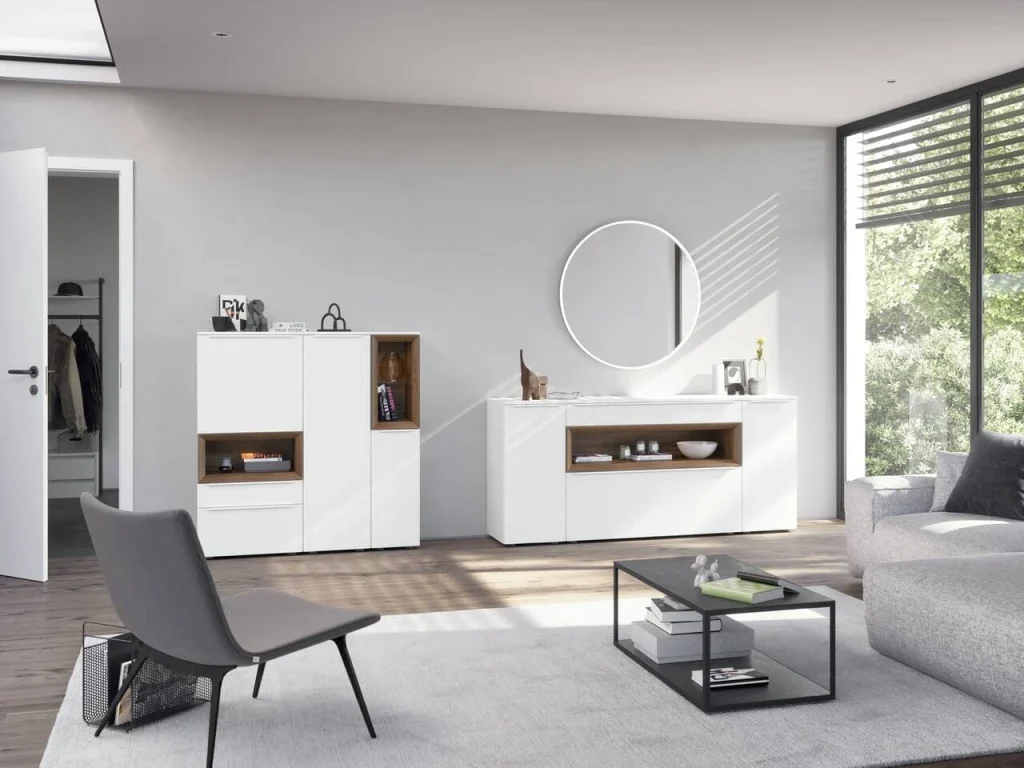 salon blanc design aménagement exemple